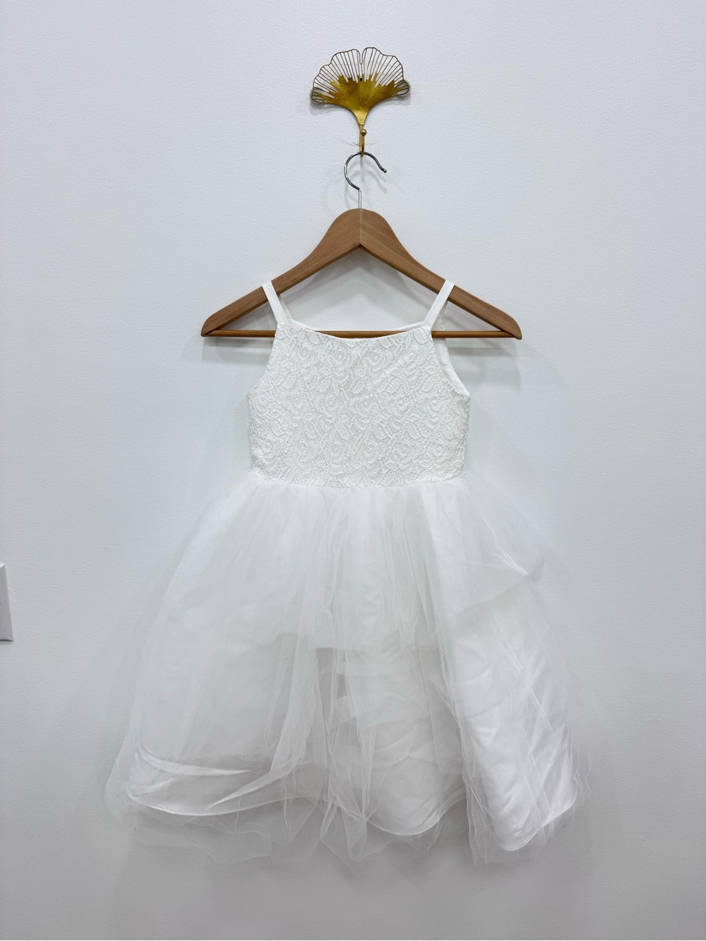 Us Angels Formal Flower Girl miniature bride Sz 6 white tulle shimmer